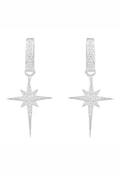 Latelita North Star Burst Small Drop Earrings Silver