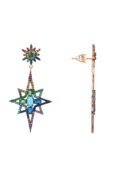 Latelita Northern Star Burst Multi Coloured Gemstone Earrings Rosegold -Latelitla Store northern star burst multi coloured gemstone earrings rosegold 521645