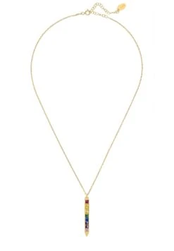 Latelita Obelisk Rainbow Baguette Pendant Necklace Gold -Latelitla Store obelisk rainbow baguette pendant necklace gold 957140