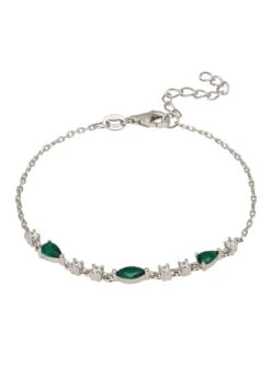 Latelita Olivia Gemstone Bracelets Silver Emerald & White Cz