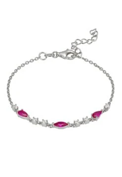 Latelita Olivia Gemstone Bracelets Silver Ruby & White Cz