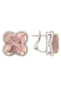 Latelita Open Clover Flower Earrings Silver Pink Morganite -Latelitla Store open clover flower earrings silver pink morganite 124740
