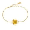 Latelita Open Clover Flower Gemstone Bracelet Gold Citrine -Latelitla Store open clover flower gemstone bracelet gold citrine 231704