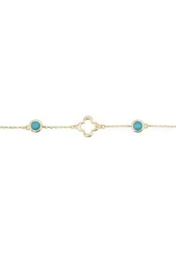 Latelita Open Clover Gemstone Bracelet Gold Turquoise -Latelitla Store open clover gemstone bracelet gold turquoise 114939