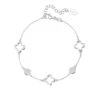Latelita Open Clover Gemstone Bracelet Silver Rose Quartz -Latelitla Store open clover gemstone bracelet silver rose quartz 291003