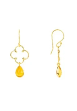Latelita Open Clover Gemstone Drop Earrings Gold Citrine 8 Latelita Open Clover Gemstone Drop Earrings Gold Citrine -Latelitla Store open clover gemstone drop earrings gold citrine 548286