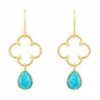 Latelita Open Clover Gemstone Drop Earrings Gold Turquoise 1 Latelita Open Clover Gemstone Drop Earrings Gold Turquoise -Latelitla Store open clover gemstone drop earrings gold turquoise 499010