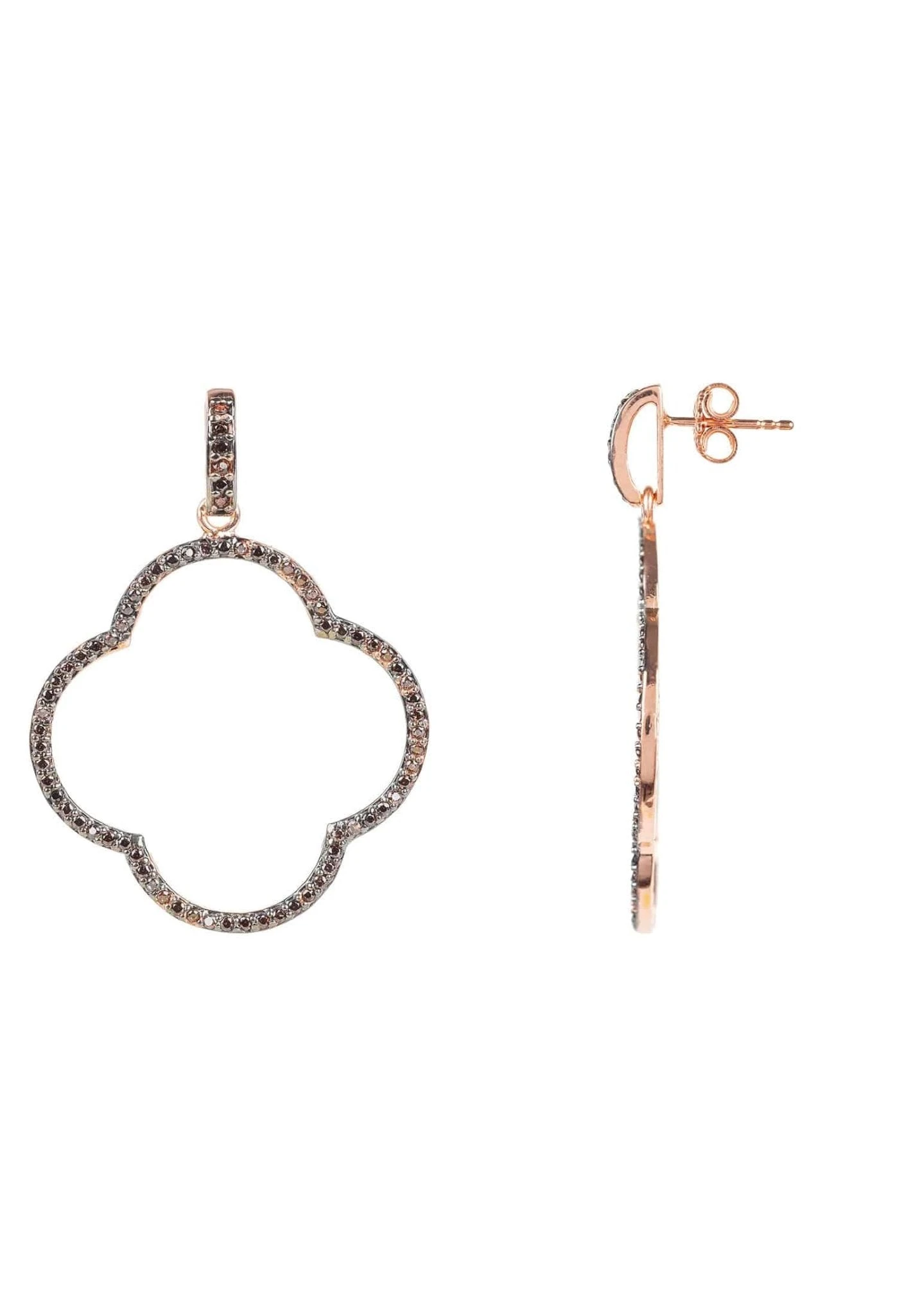 Latelita Open Clover Large Drop Earrings Chocolate Rosegold 4 Latelita Open Clover Large Drop Earrings Chocolate Rosegold - Image 2