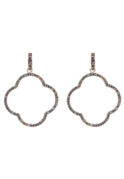 Latelita Open Clover Large Drop Earrings Chocolate Rosegold