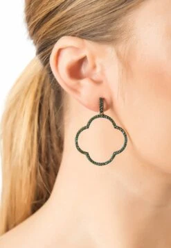 Latelita Open Clover Large Drop Earrings Green Gold -Latelitla Store open clover large drop earrings green gold 561148
