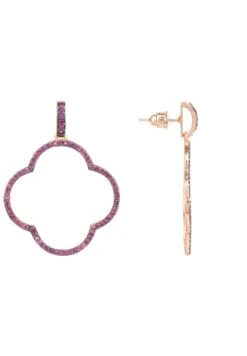 Latelita Open Clover Large Drop Earrings Rosegold Ruby Pink Cz -Latelitla Store open clover large drop earrings rosegold ruby pink cz 791194