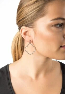 Latelita Open Clover Large Drop Earrings White Cz Silver -Latelitla Store open clover large drop earrings white cz silver 635028