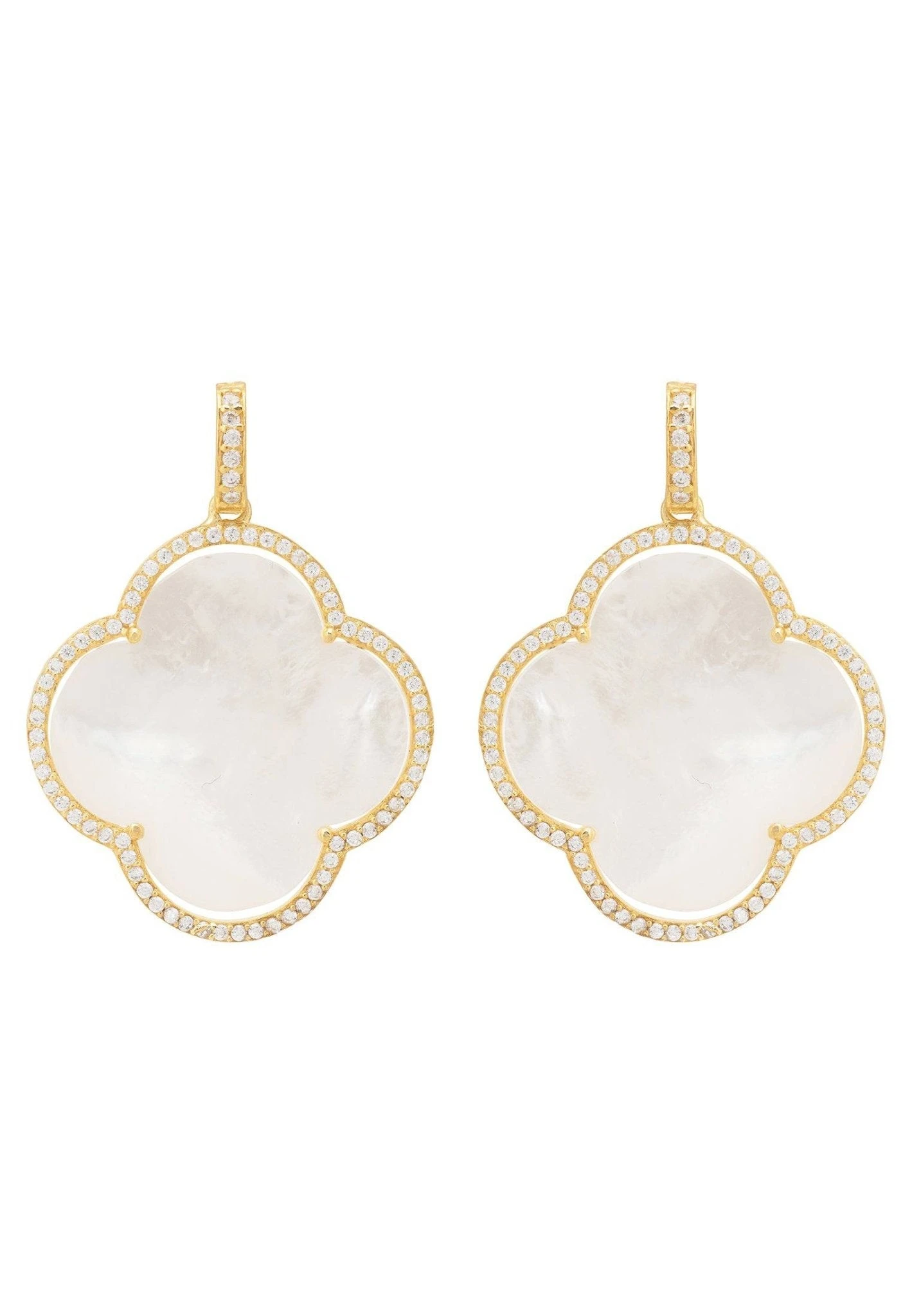 Latelita Open Clover Large Mother Of Pearl Gemstone Earrings Gold 3 Latelita Open Clover Large Mother Of Pearl Gemstone Earrings Gold