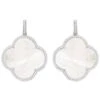 Latelita Open Clover Large Mother Of Pearl Gemstone Earrings Silver -Latelitla Store open clover large mother of pearl gemstone earrings silver 199405