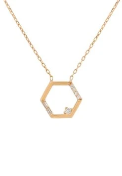 Latelita Open Hexagonal Pendant Necklace Rosegold