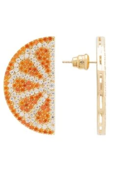 Latelita Orange Fruit Slice Stud Earrings Gold -Latelitla Store orange fruit slice stud earrings gold 956879