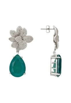 Latelita Orchid Flower Teardrop Colombian Emerald Earrings Silver -Latelitla Store orchid flower teardrop colombian emerald earrings silver 677241