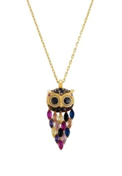 Latelita Owl Rainbow Pendant Necklace Gold