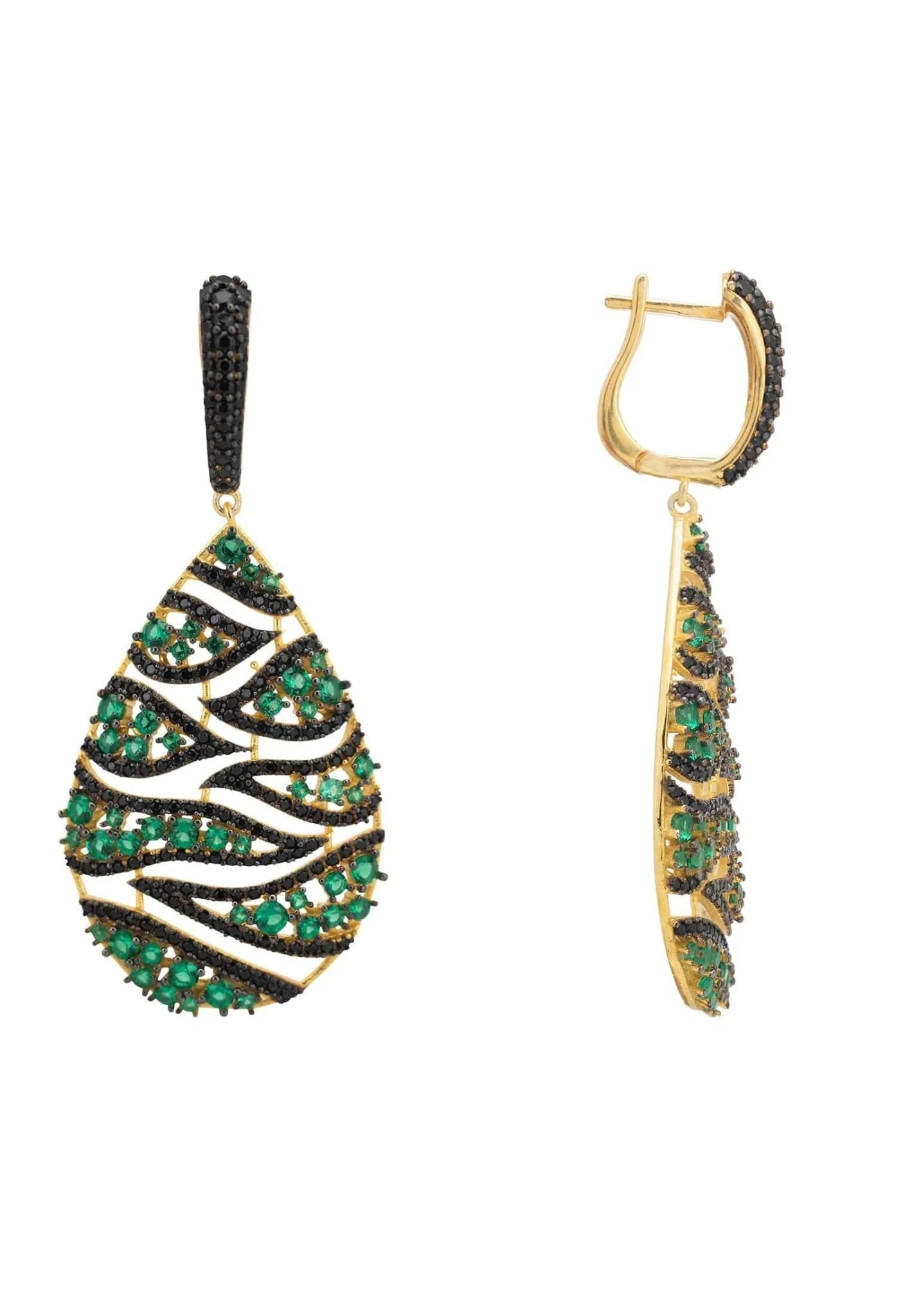 Latelita Panama Earrings Green & Black Gold 5 Latelita Panama Earrings Green & Black Gold - Image 3