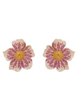 Latelita Pansy Flower Pink Earrings Gold