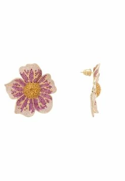 Latelita Pansy Flower Pink Earrings Gold -Latelitla Store pansy flower pink earrings gold 516503