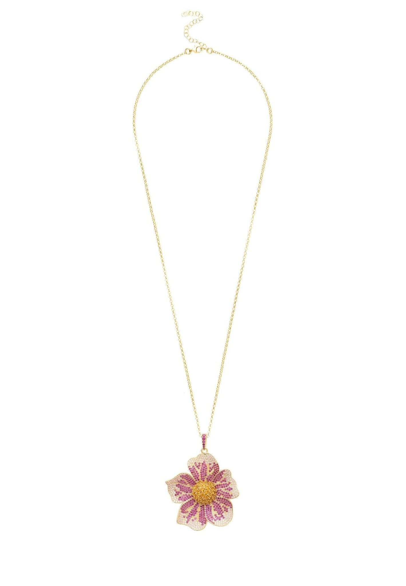Latelita Pansy Flower Pink Necklace Gold 5 Latelita Pansy Flower Pink Necklace Gold - Image 3