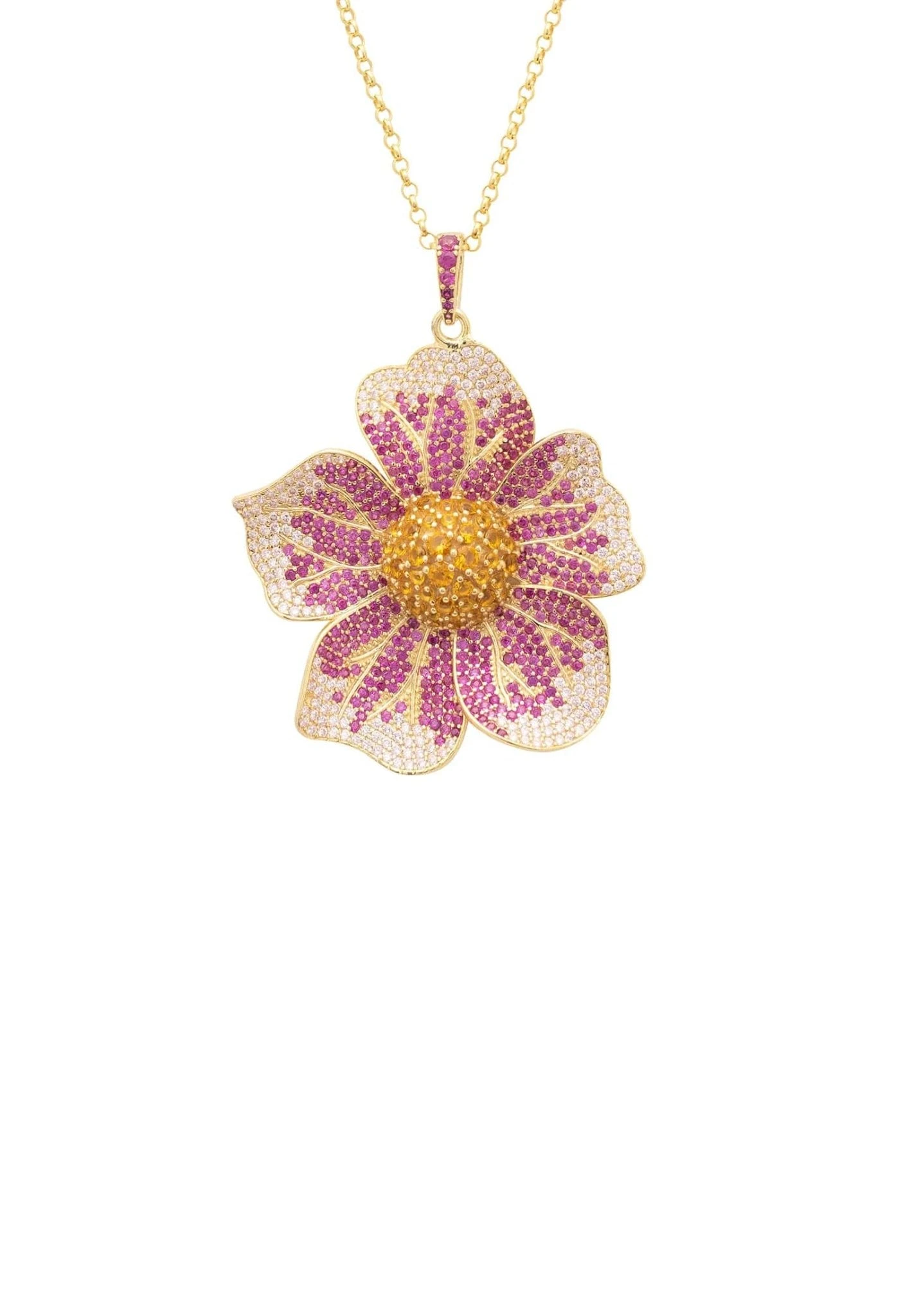 Latelita Pansy Flower Pink Necklace Gold 3 Latelita Pansy Flower Pink Necklace Gold