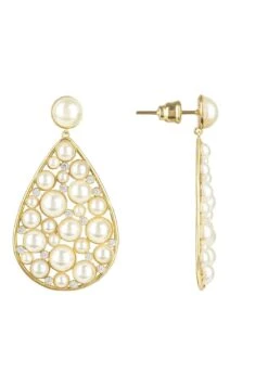 Latelita Pearl Elizabeth Statement Teardrop Earrings Gold -Latelitla Store pearl elizabeth statement teardrop earrings gold 168100