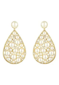 Latelita Pearl Elizabeth Statement Teardrop Earrings Gold