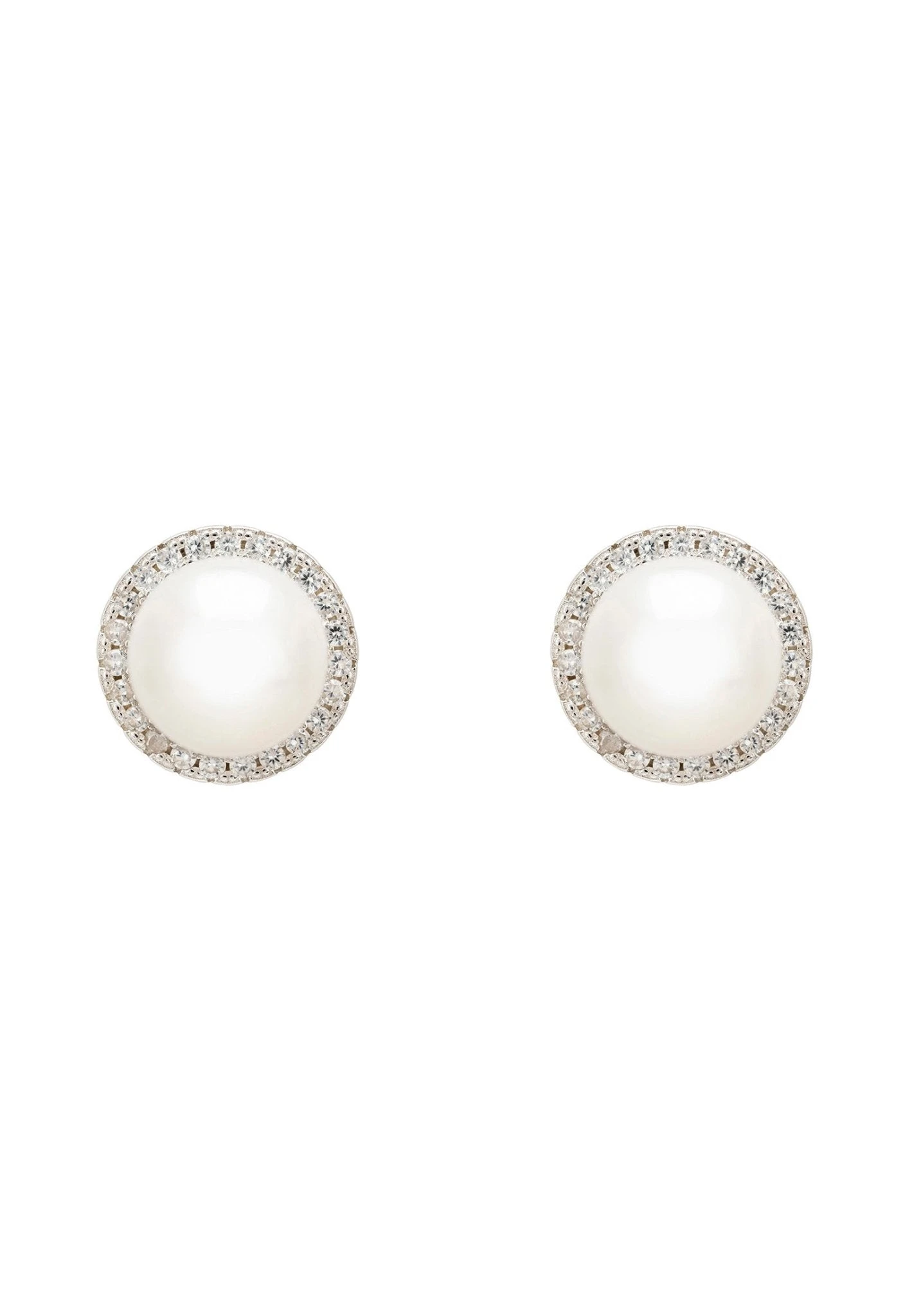 Latelita Pearl Full Halo Large Stud Earrings Silver 3 Latelita Pearl Full Halo Large Stud Earrings Silver