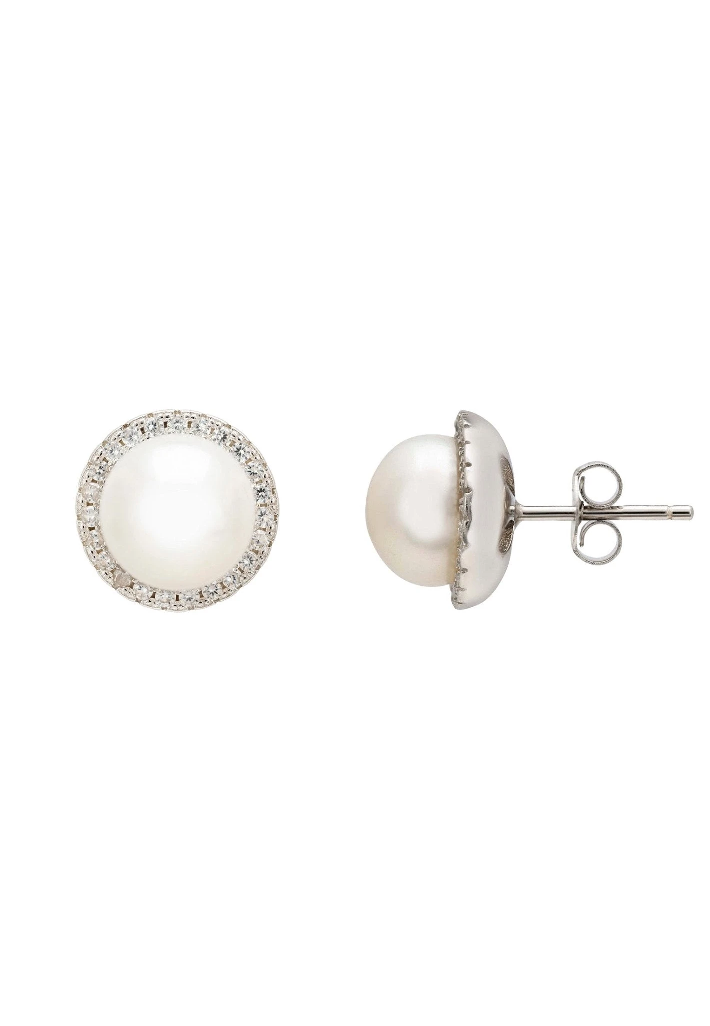 Latelita Pearl Full Halo Large Stud Earrings Silver 5 Latelita Pearl Full Halo Large Stud Earrings Silver - Image 3