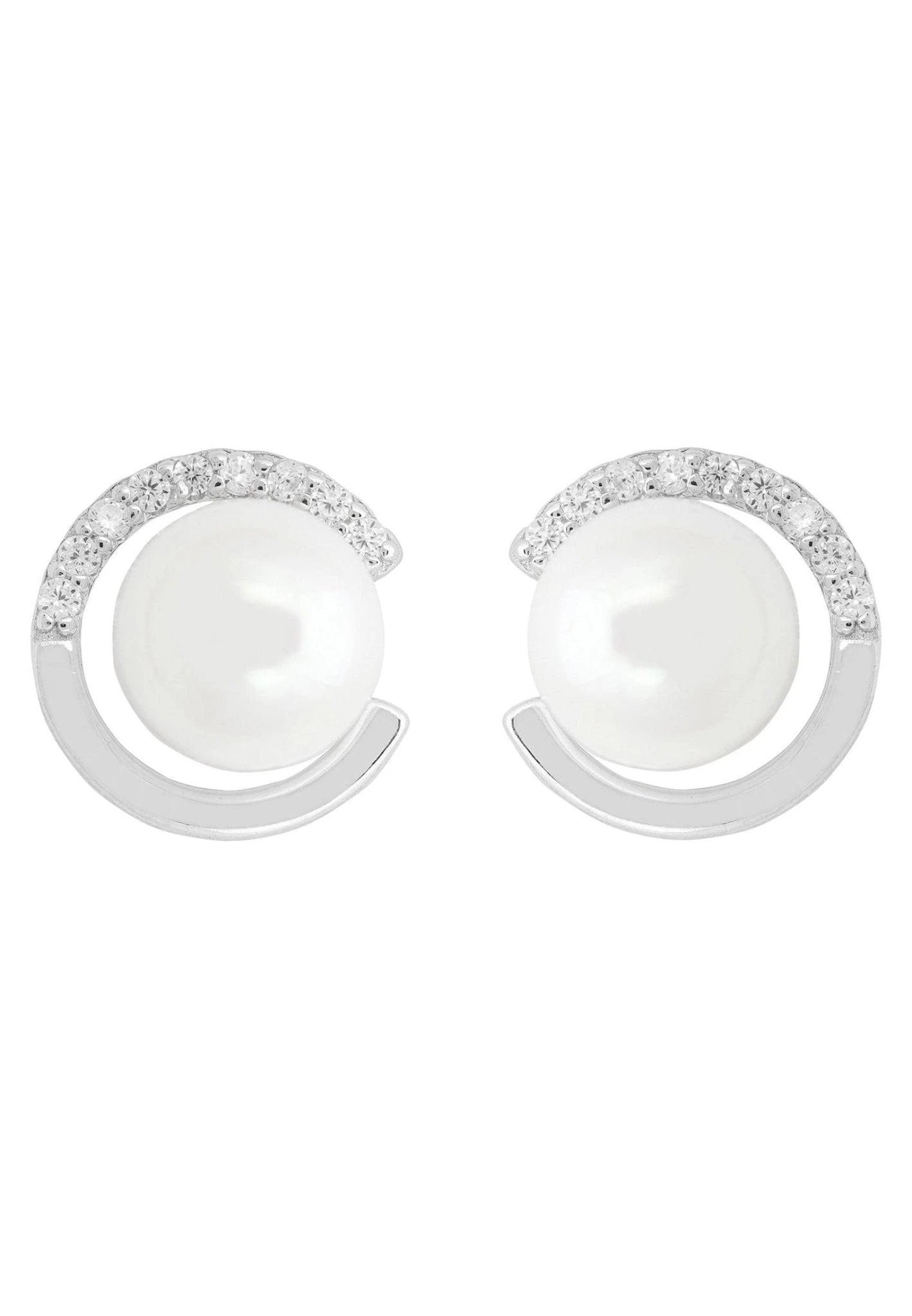 Latelita Pearl Halo Stud Earrings Silver 3 Latelita Pearl Halo Stud Earrings Silver