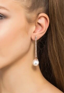 Latelita Pearl Majorica Long White Drop Earrings Silver -Latelitla Store pearl majorica long white drop earrings silver 519791