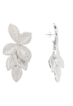 Latelita Petal Cascading Flower Earrings Silver -Latelitla Store petal cascading flower earrings silver 257567
