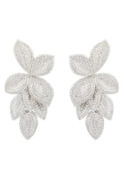 Latelita Petal Cascading Flower Earrings Silver