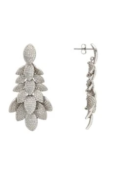 Latelita Petal Cluster Drop Earrings Silver -Latelitla Store petal cluster drop earrings silver 703781