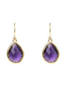 Latelita Petite Drop Earrings Amethyst Hydro Gold