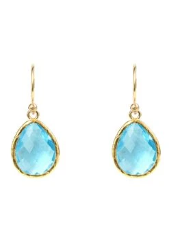 Latelita Petite Drop Earrings Blue Topaz Hydro Gold
