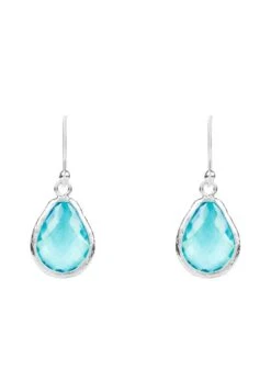 Latelita Petite Drop Earrings Blue Topaz Hydro Silver