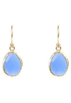 Latelita Petite Drop Earrings Dark Blue Chalcedony Gold