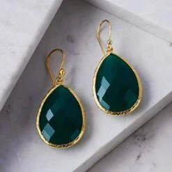 Latelita Petite Drop Earrings Green Onyx Gold -Latelitla Store petite drop earrings green onyx gold 884597