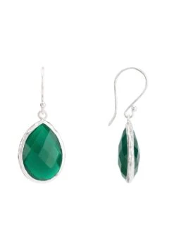 Latelita Petite Drop Earrings Silver Green Onyx -Latelitla Store petite drop earrings silver green onyx 218789
