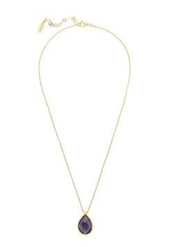 Latelita Petite Drop Necklace Gold Amethyst Hydro -Latelitla Store petite drop necklace gold amethyst hydro 107593