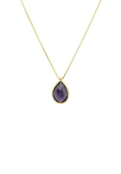 Latelita Petite Drop Necklace Gold Amethyst Hydro