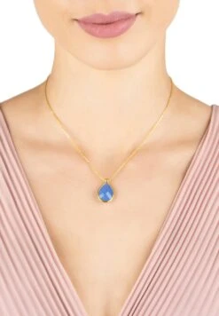 Latelita Petite Drop Necklace Gold Dark Blue Chalcedony -Latelitla Store petite drop necklace gold dark blue chalcedony 812297