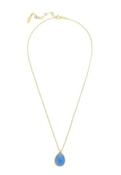 Latelita Petite Drop Necklace Gold Dark Blue Chalcedony -Latelitla Store petite drop necklace gold dark blue chalcedony 999978