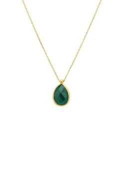 Latelita Petite Drop Necklace Gold Green Onyx