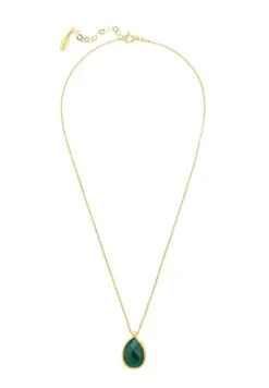 Latelita Petite Drop Necklace Gold Green Onyx -Latelitla Store petite drop necklace gold green onyx 634579