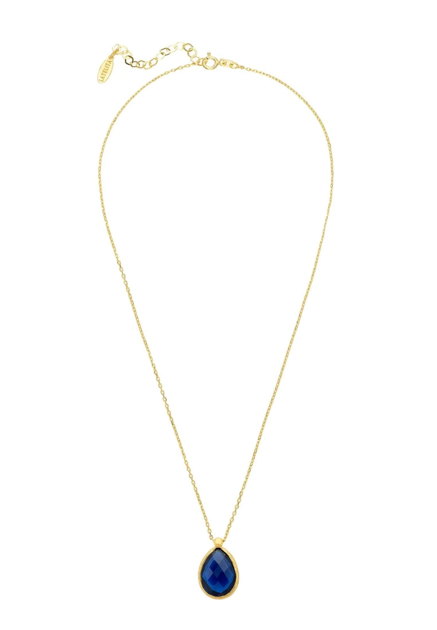 Latelita Petite Drop Necklace Gold Sapphire Hydro 5 Latelita Petite Drop Necklace Gold Sapphire Hydro - Image 3