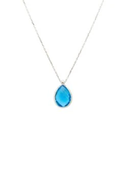 Latelita Petite Drop Necklace Silver Blue Topaz Hydro